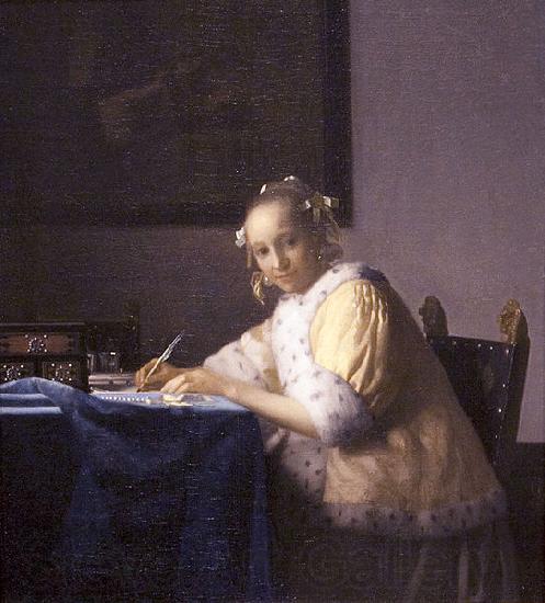 Johannes Vermeer A lady writing. Spain oil painting art